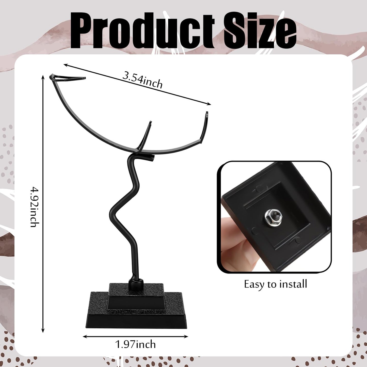 BrightRow 2 Pcs Moon Crystal Holder Rock Display Stand Crystal Display Gemstones Holder Metal Rock Stand with Base for Gemstones Mini Balls Geodes Mineral Agate Home Decor (5 x 2 Inch,Black)