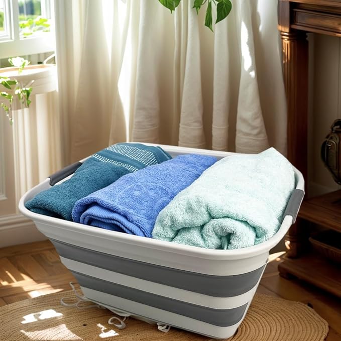 SAMMART Set of 2 Collapsible Plastic Laundry Basket