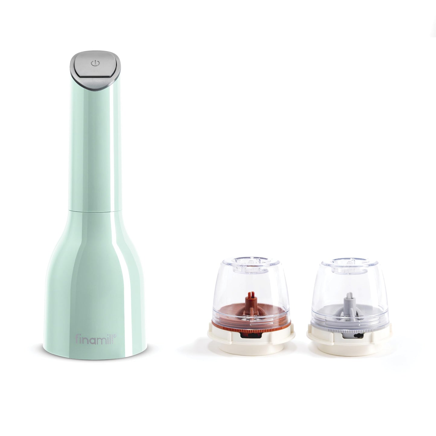 FinaMill Classic Battery Spice Mill – Battery Operated Salt and Pepper Grinder Set, Includes 2 Interchangeable Spice Pods, Adjustable Coarseness, LED Light, Home and Kitchen Gift Set for Father's Day