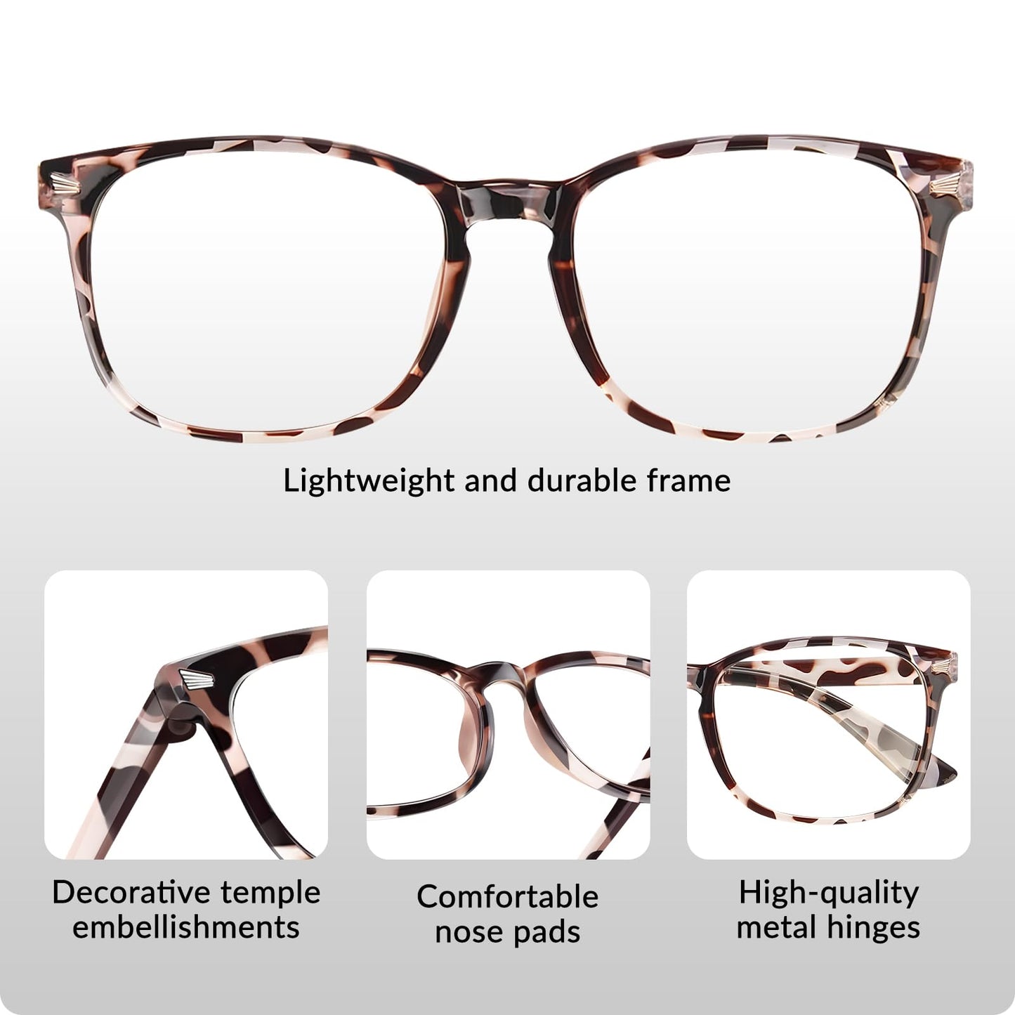 WINTOO Blue Light Glasses for Woman Men | 99% Blue Light Blocking Glasses for Computer Gaming TV Phone Screen Square Frame | Anti Eyestrain & UV Glare Protection - 5 Pair