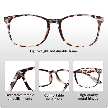 WINTOO Blue Light Glasses for Woman Men | 99% Blue Light Blocking Glasses for Computer Gaming TV Phone Screen Square Frame | Anti Eyestrain & UV Glare Protection - 5 Pair