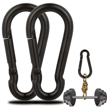 2Pcs Heavy Duty Spring Snap Hooks, 770LBS Capacity, Utility M10 Carabiner Clips, Heavy Duty Carbon Steel Carabiner Quick Link Snap Hooks for Hammock Fitness Gym Outdoor Boating