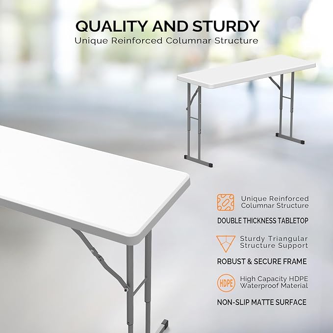 VINGLI 4 FT Narrow Folding Table, Home Work