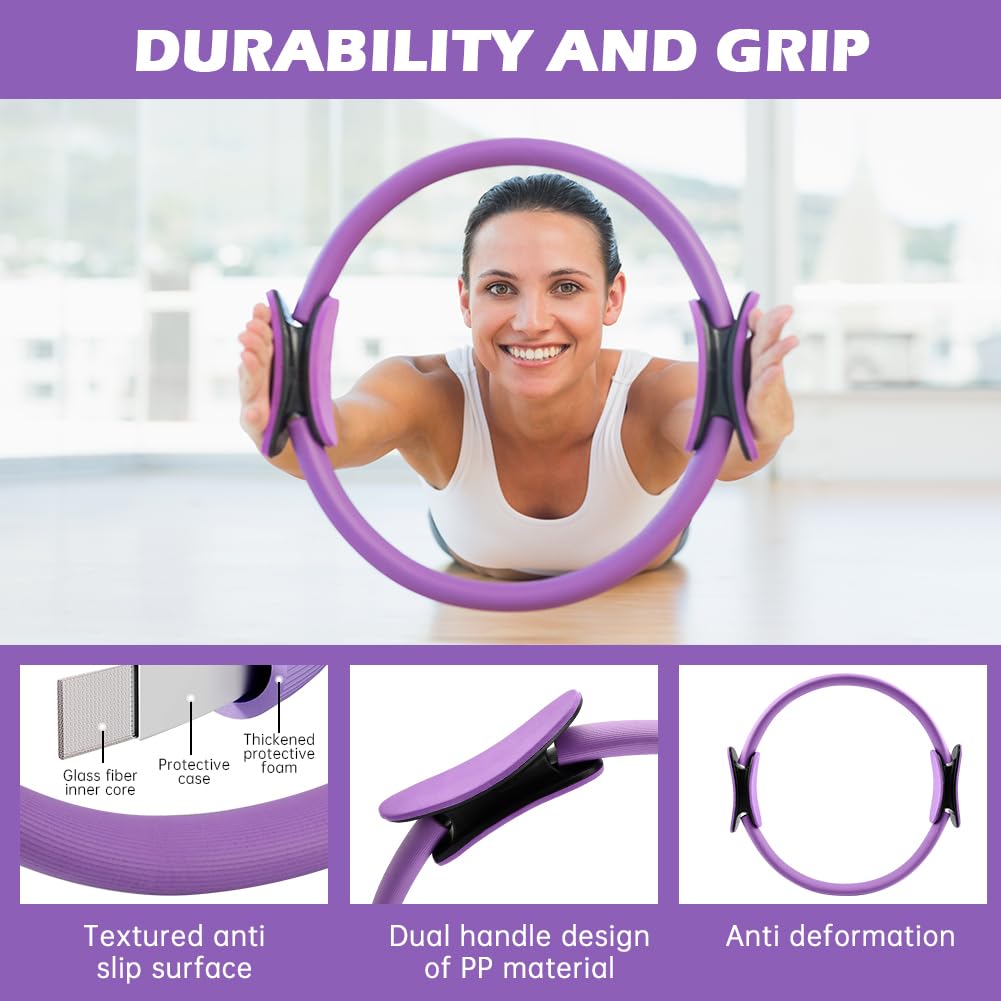 Pilates Essentials Kit for Women, 14 Pcs Pilates Equipment for Home Workouts with Yoga Circle Ball Ring, 5 Resistance Bands,Pedal Puller Resistance Band,Anti Slip Socks for Starter Set Accessories