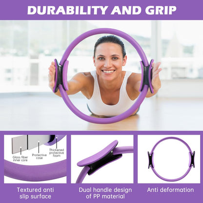 Pilates Essentials Kit for Women, 14 Pcs Pilates Equipment for Home Workouts with Yoga Circle Ball Ring, 5 Resistance Bands,Pedal Puller Resistance Band,Anti Slip Socks for Starter Set Accessories