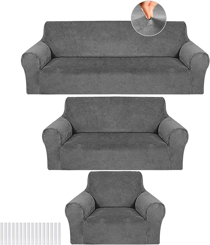 Peryiter 3 Pcs Couch and Loveseat Covers Set Sofa Cover