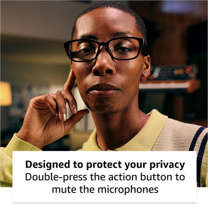 Amazon Echo Frames, an Alexa device (newest model), Smart glasses with Alexa, Modern Rectangle frames in Charcoal Gray with blue light filtering lenses