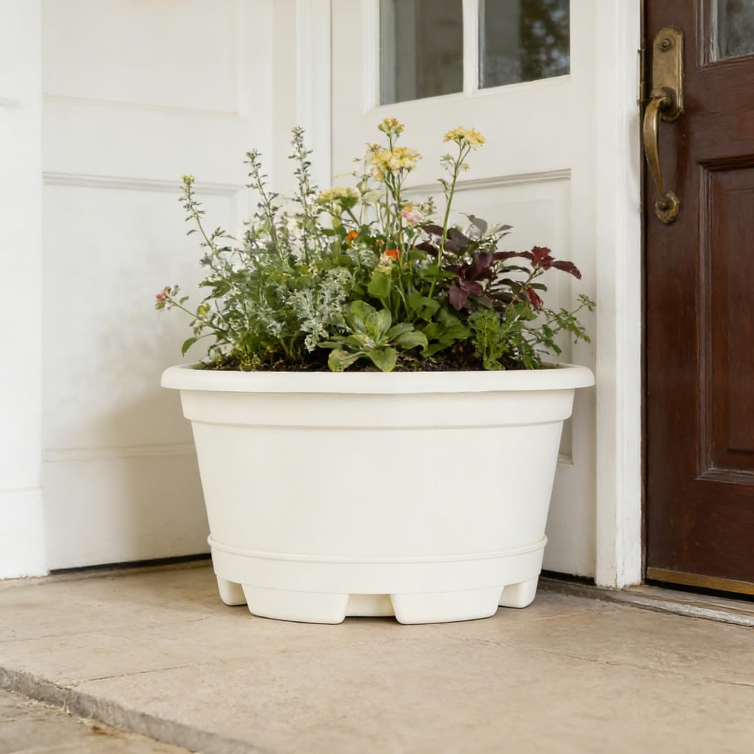 KPUVX 5 Packs 13 inch Plant Pot Modern Decorative Garden Pot with Saucer, Large planters for Outdoor Plants,Decorative Flower Pots