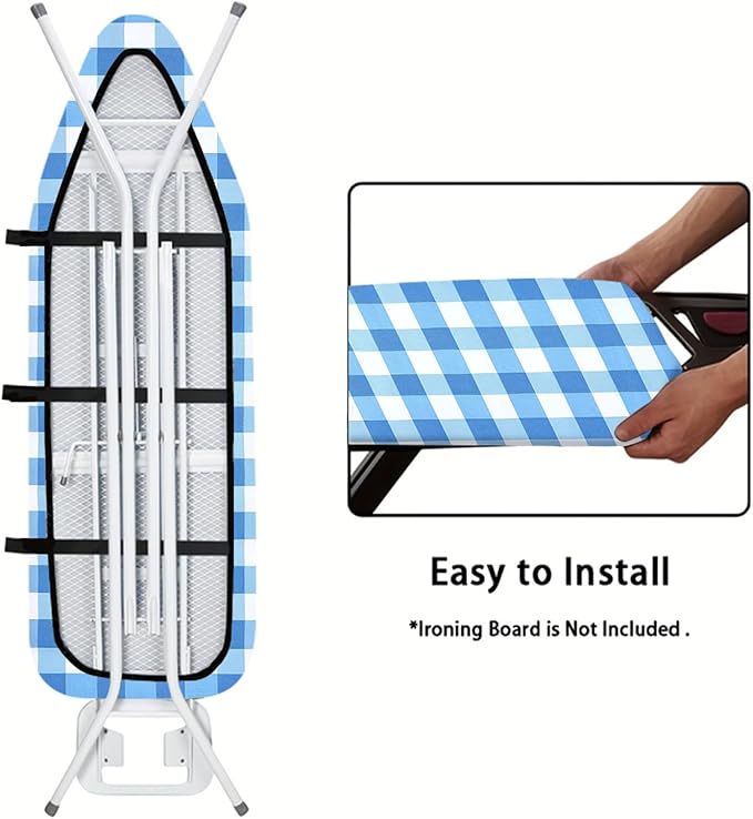 Nuxovilar Blue and White Gingham Ironing Board Cover, This Cover Fits Most