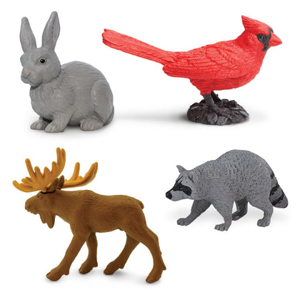 Safari Ltd Nature TOOB - 12 Mini Figurines with Rabbit, Beaver, Doe, Gray Wolf, Fox, Black Bear, Moose, Mountain Lion, Bald Eagle, and More - Educational Toy for Boys, Girls & Kids Ages 3+