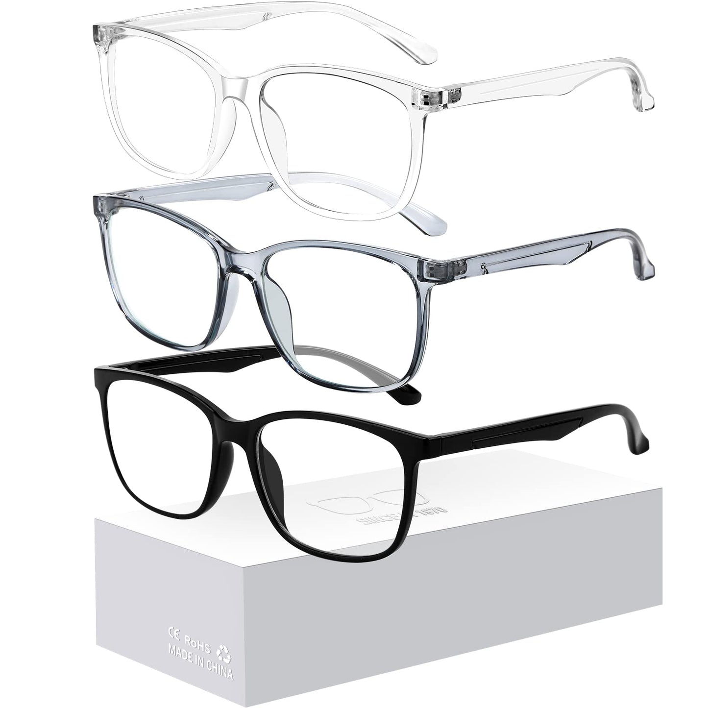 Oilway Blue-Light Blocking Glasses for Women Men - 3Pack Computer Reading/Gaming/TV/Phones Glasses Anti Eyestrain & UV Glare