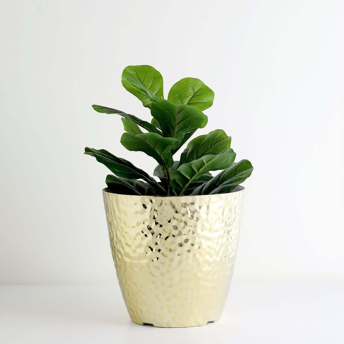 Efavormart 11" Gold Polypropylene Planter Pot Indoor, Flower Pot for Plants with Metallic Hammered Design