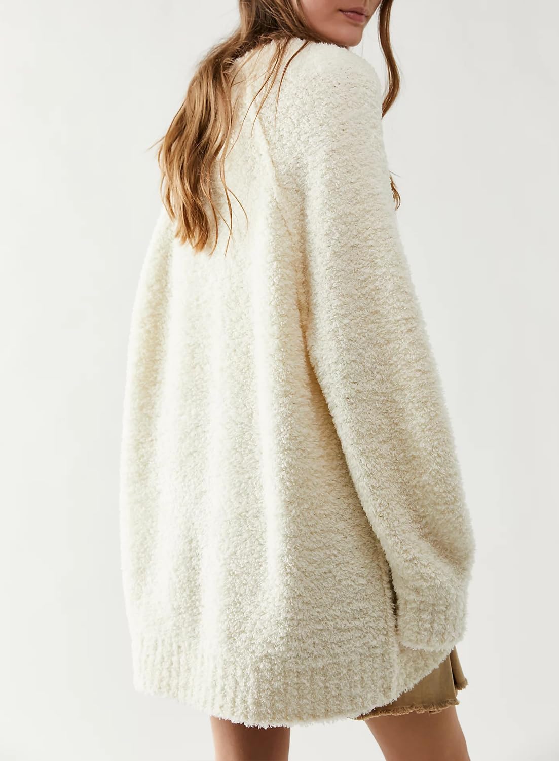 Beaully Women's Oversized Long Sleeve Crewneck Fuzzy Knit Warm Sweaters 2025 Fall Pullover Sweater Tops