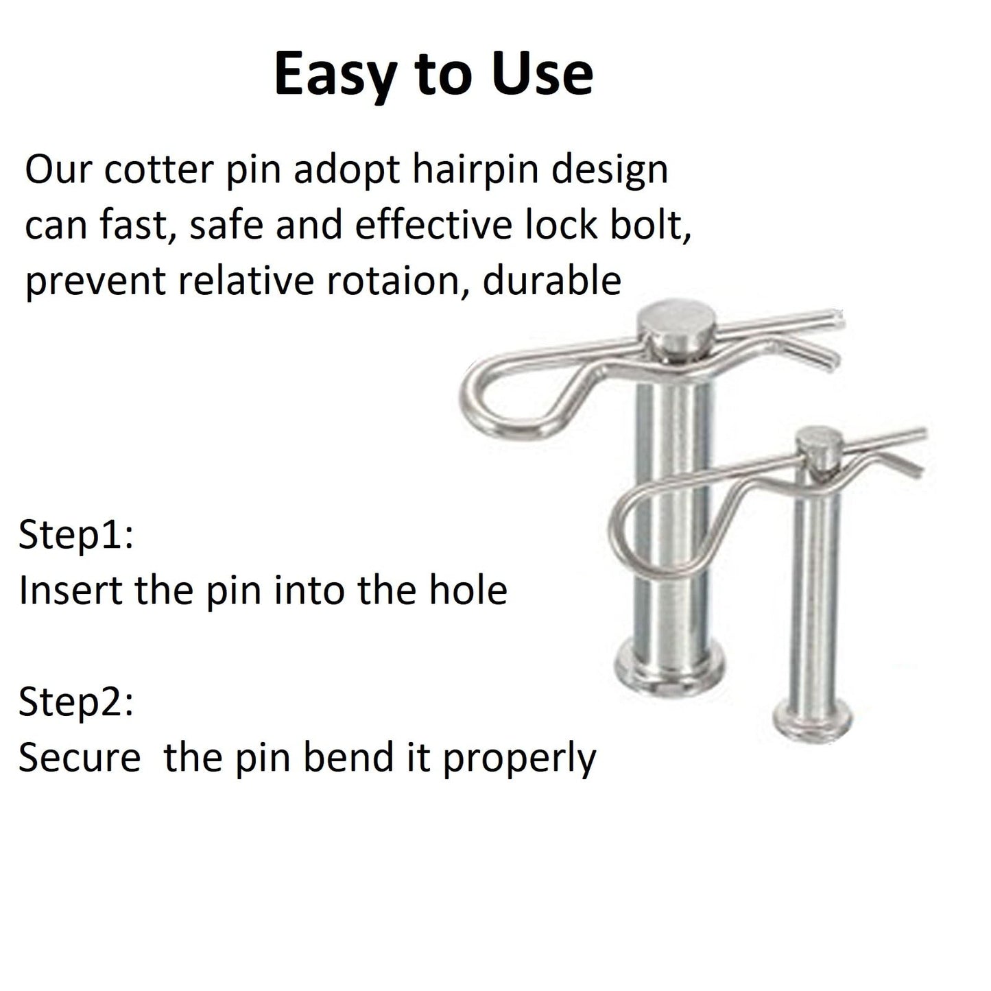 8Pcs Cotter Pins, Heavy Duty Hitch Pins Clip R Clips Cotter Pins, Stainless Steel Spring Retaining Wire Hair Pins， Large for Trailer Tractors Mower Carts Truck Pin Clip M4x75mm