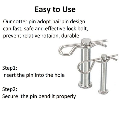 8Pcs Cotter Pins, Heavy Duty Hitch Pins Clip R Clips Cotter Pins, Stainless Steel Spring Retaining Wire Hair Pins， Large for Trailer Tractors Mower Carts Truck Pin Clip M4x75mm