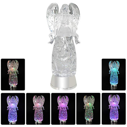 Wondise Color Changing Snow Globe Water Lamp with 6 Hour Timer, 11 Inches LED Lights Battery Operated Swirling Glitter Christmas Home Decor (Angel Reading Figurine)