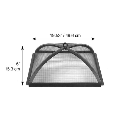 Blue Sky Outdoor Living Square Domed Steel Spark Screen and Screen Lift for 22" Square Peak Patio Fire Pit, Black