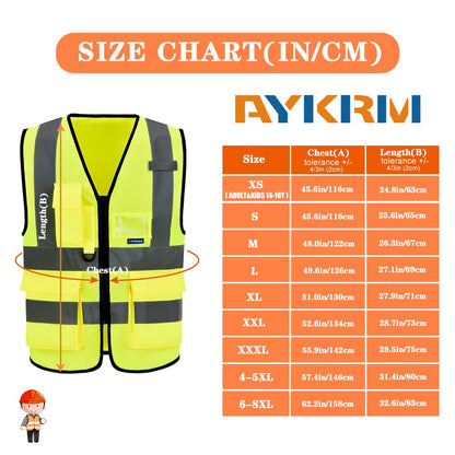 Hi viz vests yellow high viz Class 2 hi vis Zipper Front High Visibility vest Hi Vis Executive Vest Waistcoat with Phone & ID Pockets