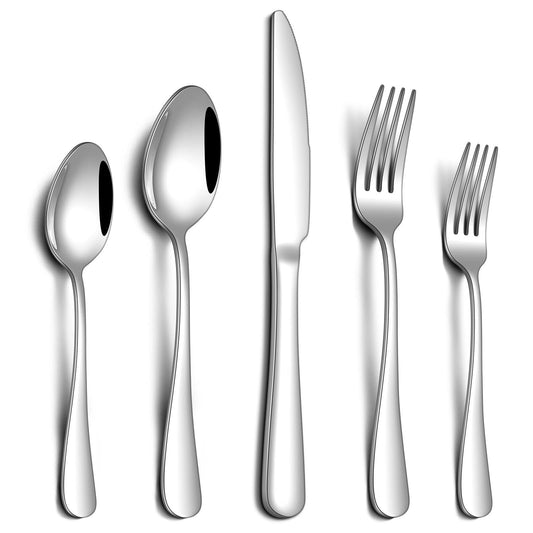 PHILIPALA 20 Piece Silverware Set, Stainless Steel Flatware Set for 4 Food Grade Cutlery Utensil Set Include Knife Fork Spoon Mirror Polished Dishwasher Safe