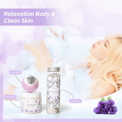 Frerdui Lavender Spa Gifts Set, 11 Pcs Bath Gift Set for Women, Relaxing Spa Gifts, Home Spa Products, Birthday Gifts for Women Valentine's Day