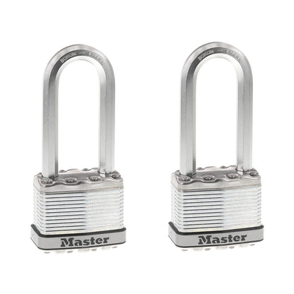 Master Lock M5XTLJ Magnum Heavy Duty Outdoor Padlock with Key, 2 Pack Keyed-Alike
