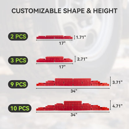 RVMATE RV Leveling Blocks 12 Pack, Heavy Duty Camper Leveling Blocks, Leveling Blocks for RVs, Reduce Trailer Movement, Trailer Leveling Blocks Great for Single and Dual Wheels, Red
