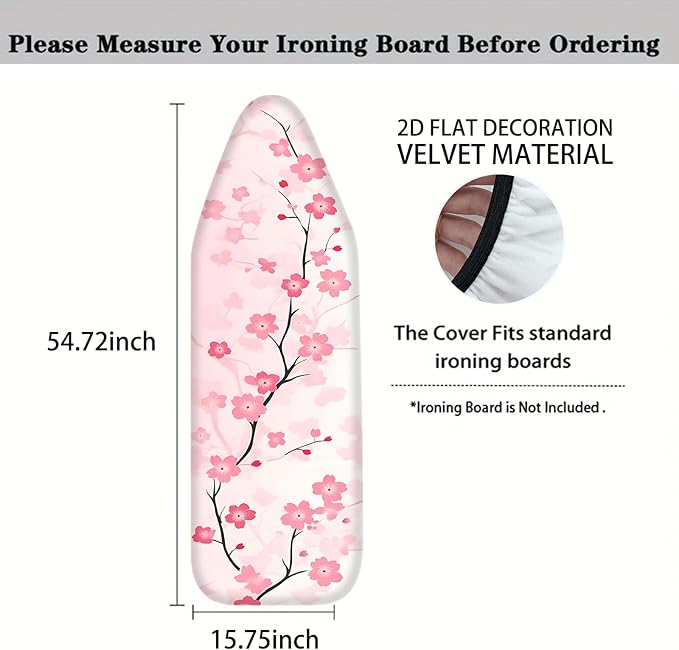 Nuxovilar Pink Cherry Blossom Pattern Ironing Board Cover, 15 * 54inch
