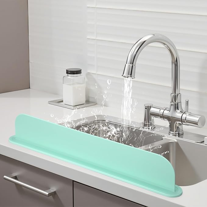 19.29 inch Kitchen Sink Splash Guard, Silicone Sink Baffle Splash Guard