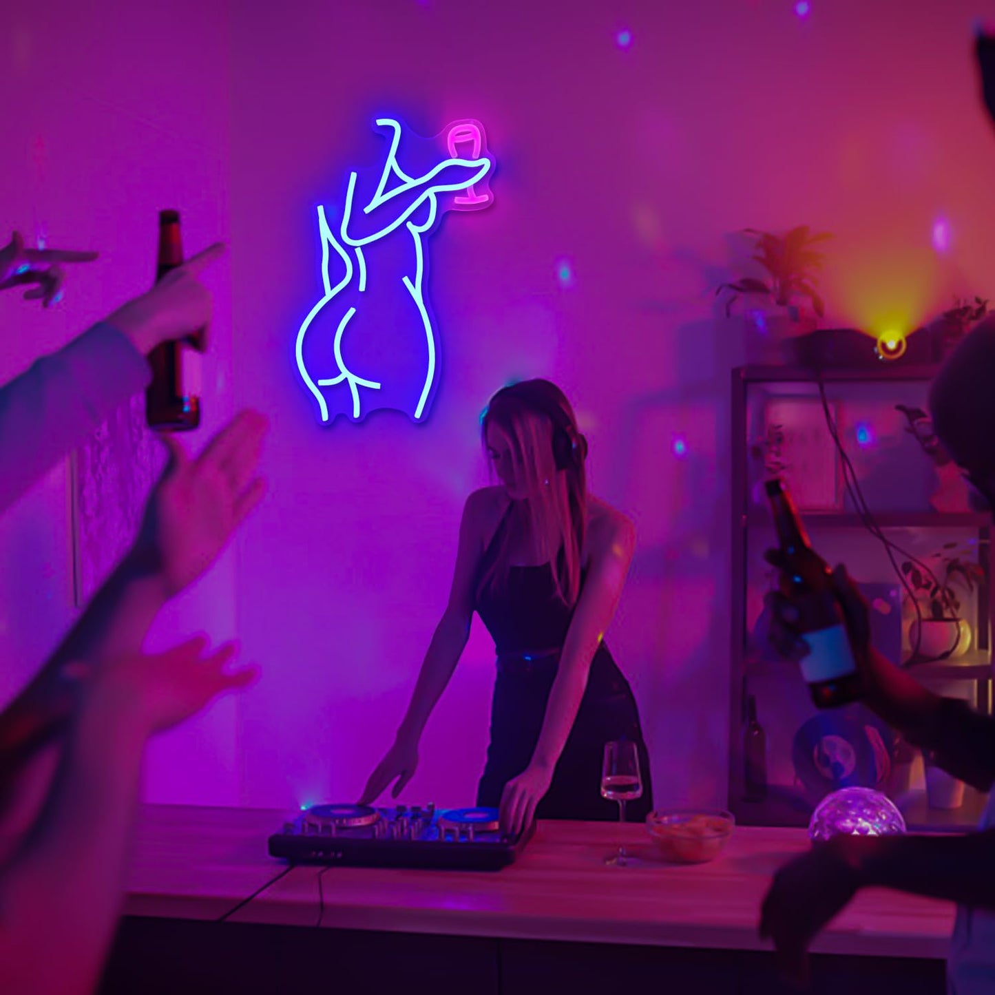 Ajoyferris Lady Back Neon Sign Dimmable LED Lady Sign Woman Neon Sign Sexy Lady Neon Signs for Bedroom Man Cave Bar Store Home Party Art Decor Gifts(16X11 inches,Blue)