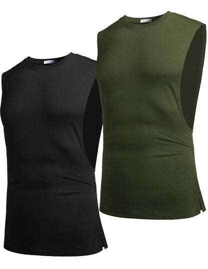 COOFANDY Men Bodybuilding 2 Pack Tank Top Gym Workout Shirt Bodybuilding T Shirt