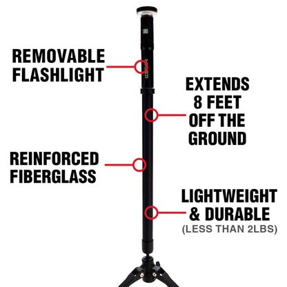 STKR Concepts FLI PRO Telescoping Area Light - 8 Foot extention + Removable Flashlight, Black, (12679)