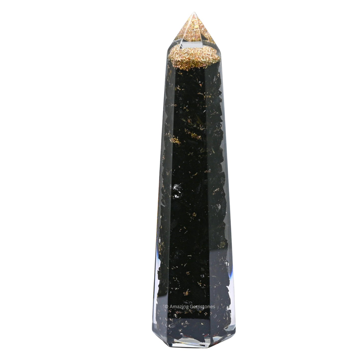 Amazing Gemstone Black Tourmaline Orgonite Orgone Crystal Towers - Large 4.5" Orgonite Crystal Wand Obelisk Tower Point for Meditation, Crystals and Healing Stones Gift and Protection