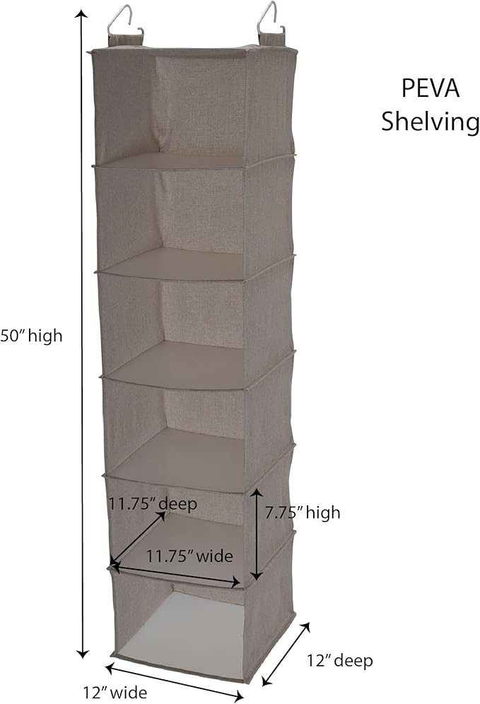Household Essentials 6 Shelf Hanging Closet Organizer, Hanging Closet Shelf