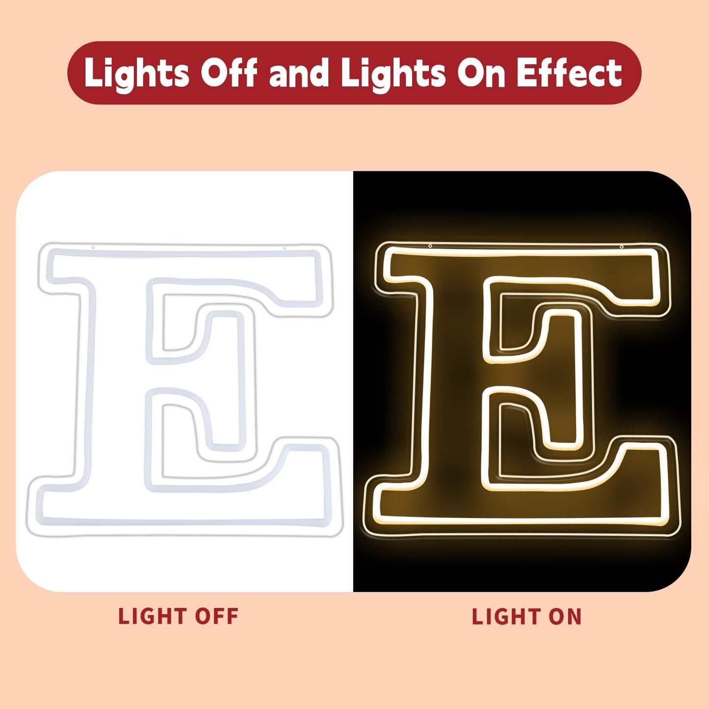 RumonZS Light Up Letters E LED Letters Lights Neon Sign 26 Alphabet 11.4"Decorative Lighted Alphabet for Wedding Party Birthday Bar Christmas Home Decor Letter Lights (Warm White)