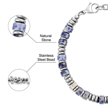 SIUMAL Mens Bracelet, Boho Stainless Steel Bracelets for Men, Beaded Bracelets, Jewelry Gifts for Husband, Father, Friends