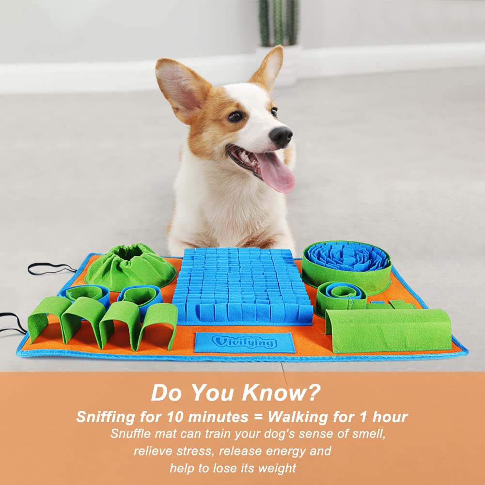 Vivifying Snuffle Mat for Dogs, Interactive Feeding Game for Boredom and Mental Stimulation, Dog Feeding Mat Encourages Natural Foraging Skills and Slow Eating
