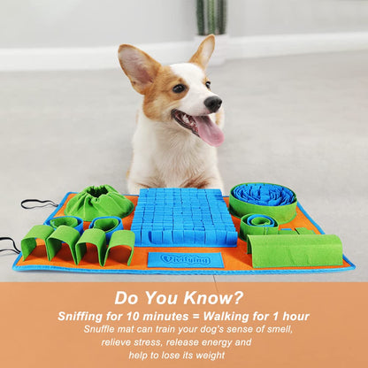 Vivifying Snuffle Mat for Dogs, Interactive Feeding Game for Boredom and Mental Stimulation, Dog Feeding Mat Encourages Natural Foraging Skills and Slow Eating