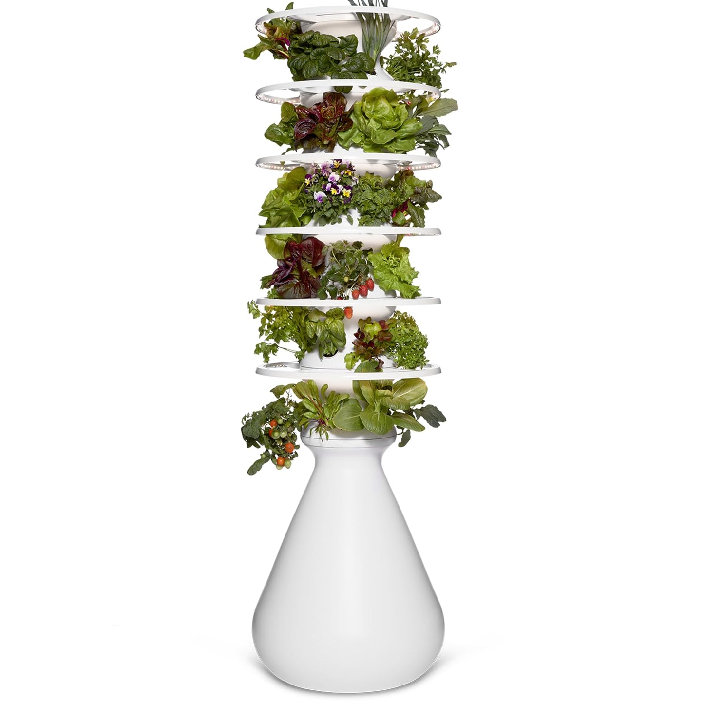 Lettuce Grow Farmstand Large Hydroponic Tower Planters, 6 Ft 7 in Vertical Planter Herb Garden Planter Hydroponics Growing System with Glow Rings Plus 36 Seedling Credits