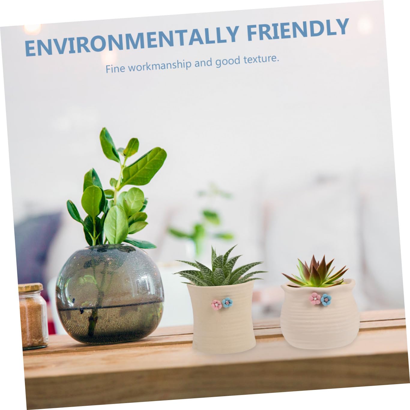 BESPORTBLE 3pcs Floral Design Succulent Planters Ceramic Flowerpots for Desktop Bright Patterned Ceramic Succulent Pots Suitable for Cactus and Plants Material