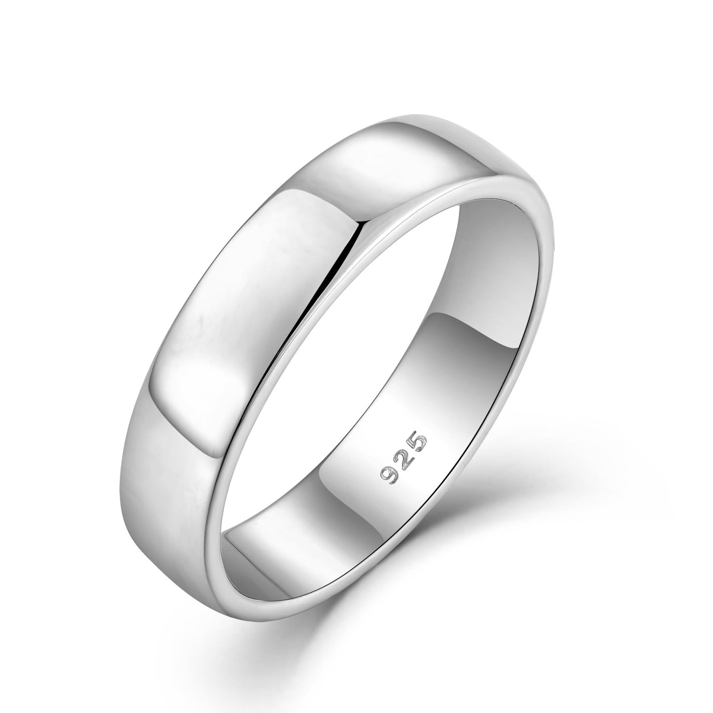 STARCHENIE Solid 925 Sterling Silver Ring for Men & Women 5mm High Polish Wedding Band Size 7