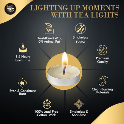 L’ner 1.5 Hour MINI Tealight Candles, 200 Pack – Smokeless & Dripless Unscented Tea Lights, Plant-Based Wax, Lead-Free Cotton Wick – Premium Quality Tea Lights for Shabbat, Memorial, Home, Weddings