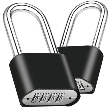 2pcs Combination Lock, 4-Digit Heavy Duty Combo Lock, Combination Padlock Outdoor Waterproof Gate Locks for Outdoor Fence, Locker, Sheds, Gym, Gate Hasps (2pcs, Long Shackle)
