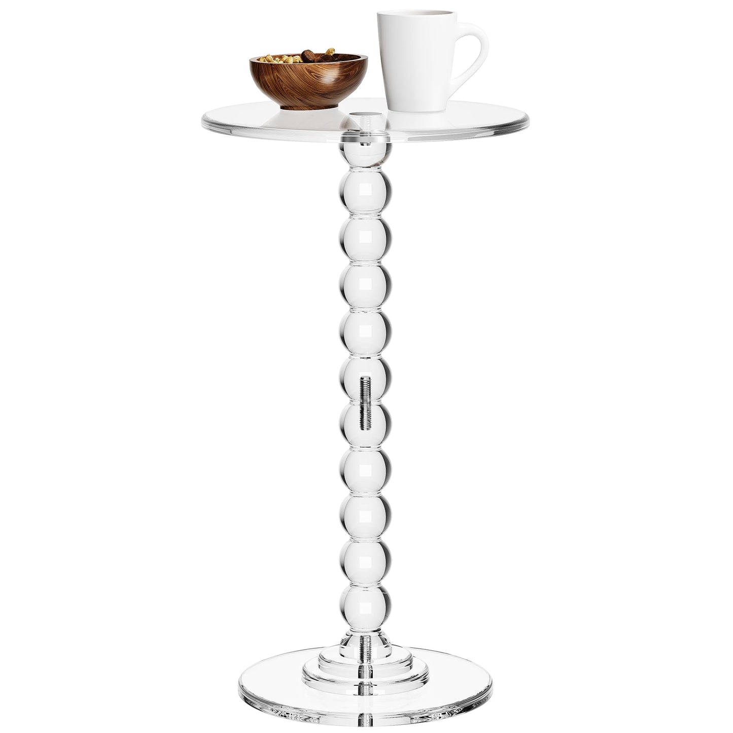 Dewrhiixe Acrylic Side Table, End Table Round Top with Solid Post for Living Room, Bedroom, Balcony, Easy Assembly (Clear) (Pedestal, Clear)