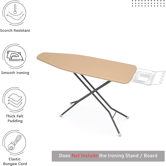Encasa XO Ironing Board Cover and Pad 54"x15" - 4mm Felt Large Iron Board Cover