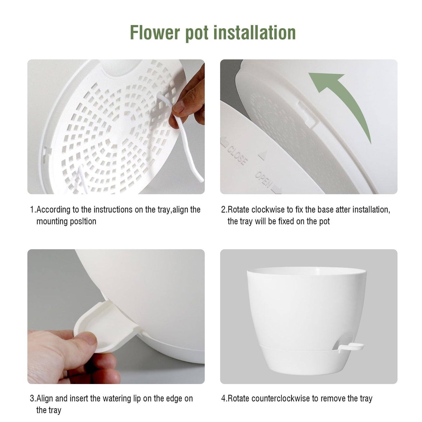 WSMKSZ 10/9/8 inch Medium Self Watering Pots, Plant Pots with Mesh Drainage Holes for Indoor Outdoor Garden Plants, Flower Pots with Removable Reservoir, Set of 3 Plastic Planters, White