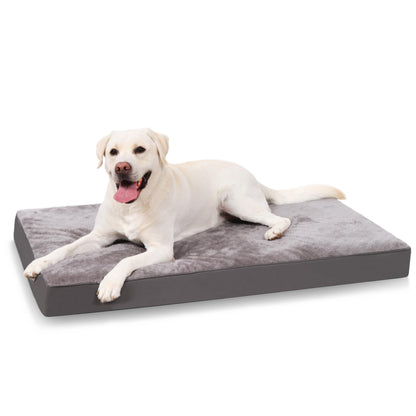KSIIA Dog Beds Large Washable, Orthopedic Dog Crate Beds with Waterproof Removable Cover, Flat Mattress Non skid Bottom, Pet Beds for Dogs, Grey, 88x55x7cm