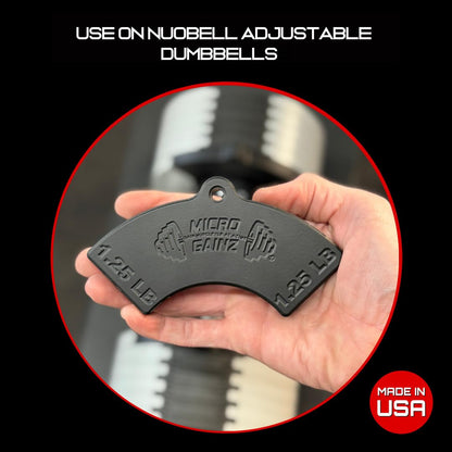 Micro Gainz 1.25LB Magnetic Weight Attachment for Nuobell Style Adjustable Dumbbells, Choose 2 or 4 Piece Magnetic Weight Plates, Ideal for Micro Loading Dumbbells, Made in USA