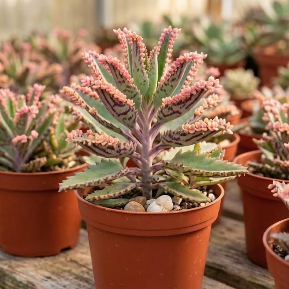 Kalanchoe Pink Butterfly Live Plant, 2" Pot, Exotic Pink Plantlets for Home and Office Desk Decor, Unique Succulent Houseplant, Easy-Care Indoor Decorative Plant