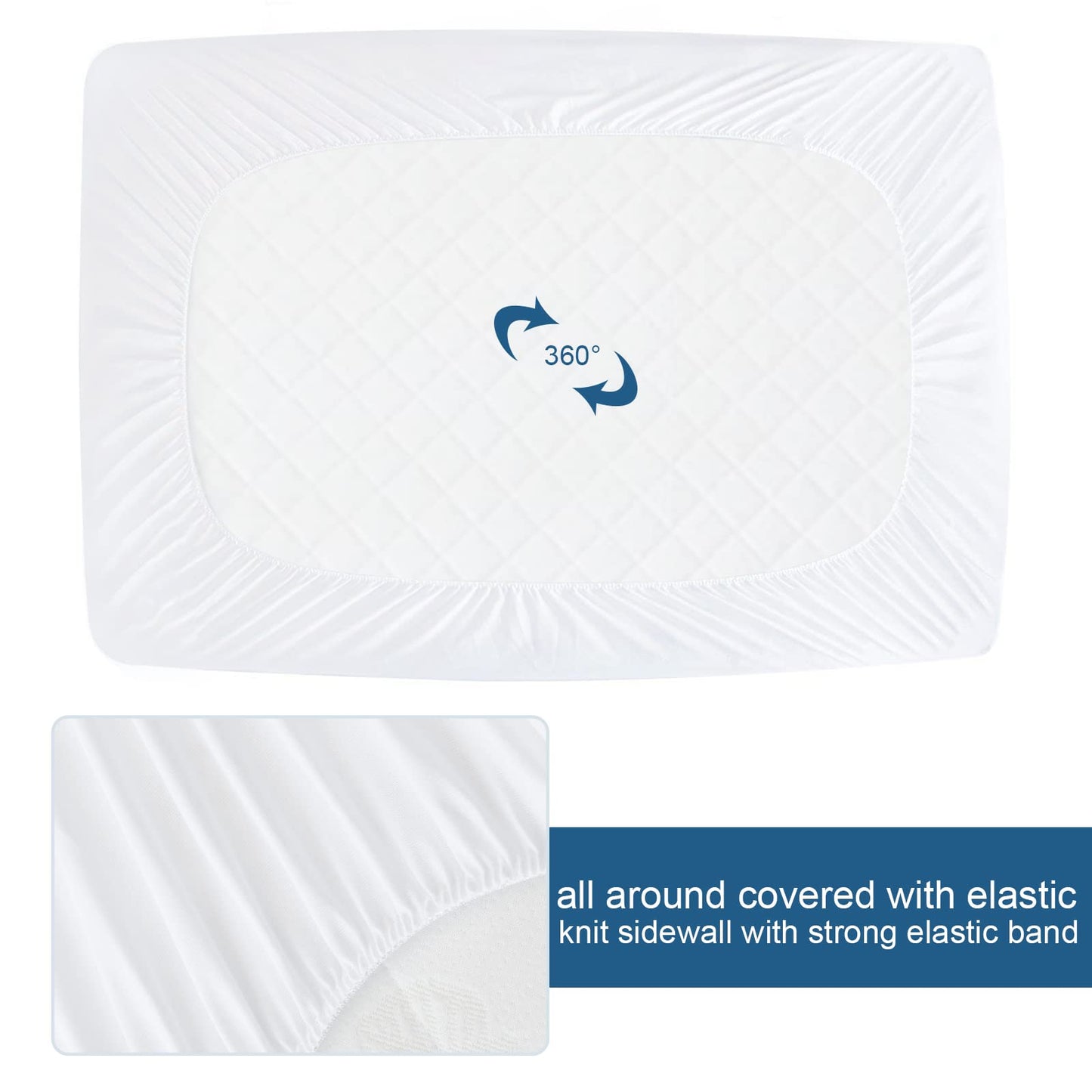Full Size Mattress Protector Waterproof Mattress Topper Pad Cover Fitted Bed Sheets Full up -14'' Terry Super Soft & Breathable & Noiseless Mattress Protector Machine Washable