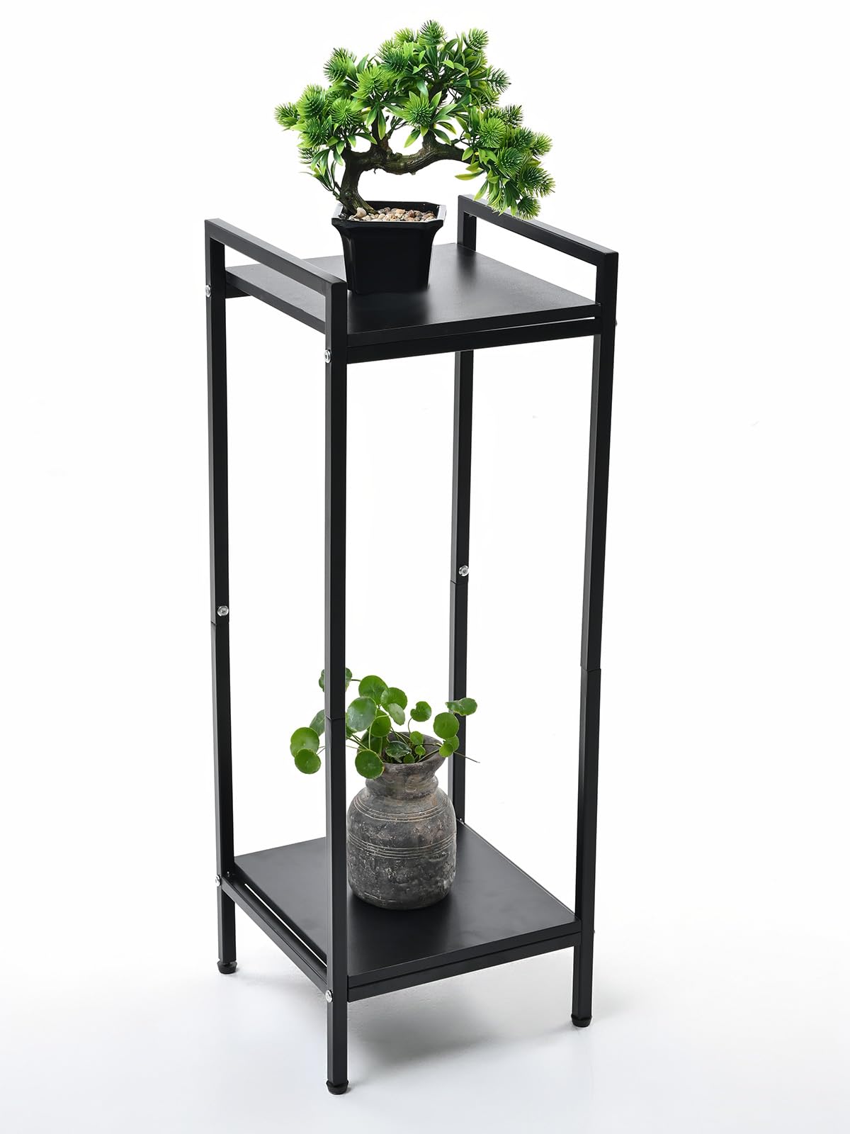 GOLDSRON Tall Plant Stand for Indoor Plant: 2 Tier Metal Modern Small Single Plant Shelf - Floor Flower Storage Side Table Holder for Living Room Balcony Garden